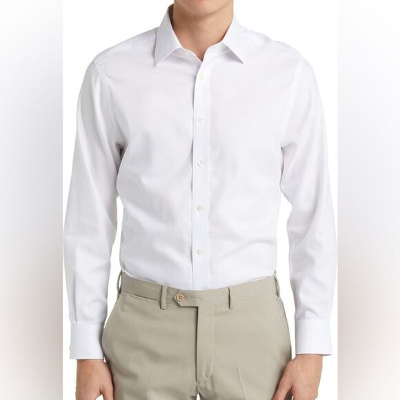 Charles Tyrwhitt Slim Fit Non-Iron Solid Royal Oxford‎ White 17/36 NWT IN PKG - Picture 1 of 9